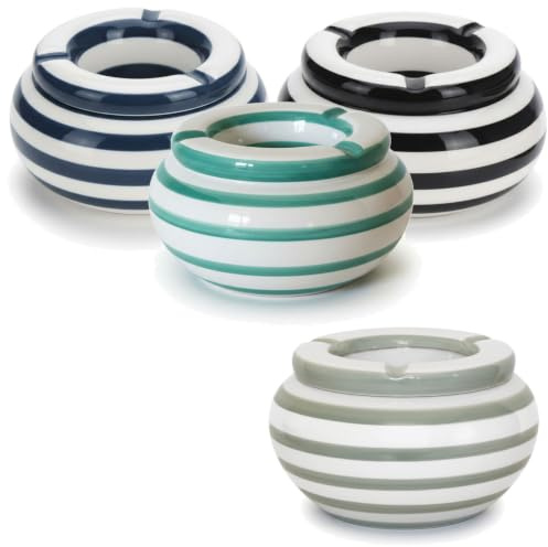 LS-LebenStil XXL Sturmaschenbecher 14x9cm Maritim Grau Weiß Welle Streifen