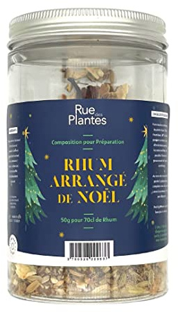 RUE DES PLANTES - Kit de Préparation pour Rhum Arrangé Noël 50g, Mélange d'Épices Authentiques pour des Saveurs Festives