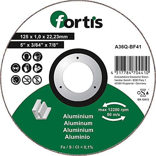 Fortis Disque à tronçonner en aluminium 125 x 1,0 mm droite