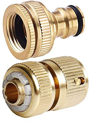 Tesmotor Garden Hose Brass No-Leak Connector Fitting, Female & Male Quick Connector Fitting