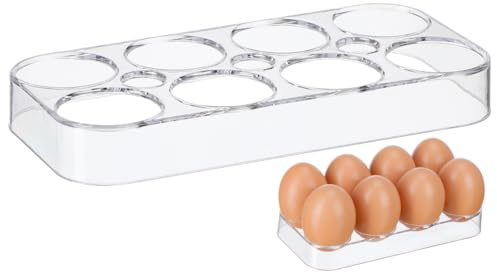 Cabilock Refrigerator Egg Tray Storage Box Holds 8 Eggs Clear Plastic Egg Holder Fridge Organizer Stackable Container for Kitchen Use