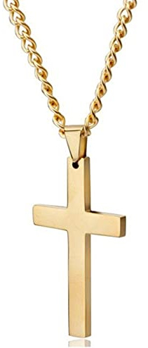 Christian Decor Car-Styling Cross Lucky Prayer Pendant Stainless Steel Black Golden Slivery Wall Hanger - (Color: Gold)