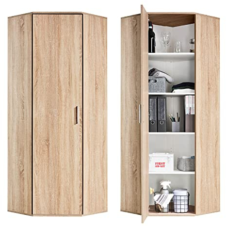 mokebo Eckschrank Mehrzweckschrank 'Der Lange' (64x180 cm) aus Holz, Aktenschrank für Flur oder Büro, auch als Allzweckschrank, Vorratsschrank oder Haushaltsschrank in Sonoma Eiche