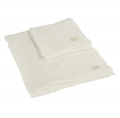 somma Set 1+1 Nido d'Ape Memoria Asciugamano e ospite Linea Cotone BIO Bianco-Lana