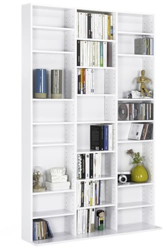 IDMarket - CD-Regalbibliothek CEYLIA 30 Fächer mit modularen Regalen aus weißem Holz