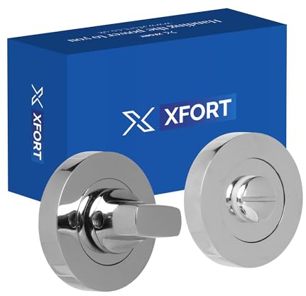 XFORT Polished Chrome Thumb Turn Lock - Bathroom Door Lock Deadbolt Kit - Thumb Turn & Release Mechanism Ideal for Internal Wooden Toilet Door Locks