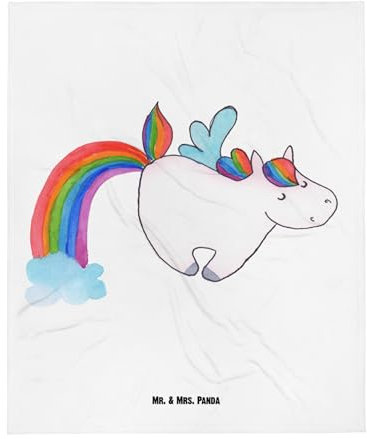 Mr. & Mrs. Panda Wolldecke Einhorn Fliegendes Pferd - Geschenk, Entspannen, Unicorn, Glitzer, Decke, Regenbogen, Spielen, Sofadecke, Tagesdecke, Realität
