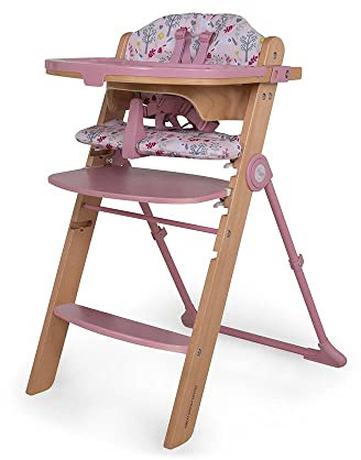 Cosatto Wooden Waffle Hochstuhl | ab 6 Monaten bis 100 kg – mehrfach höhenverstellbarer Sitz & verstellbare Fußstütze | faltbares, freistehendes Design (Unicorn Garden)