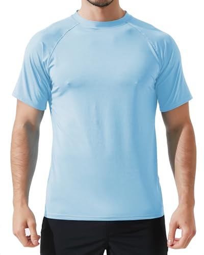 Arcweg Herren Rashguard UV T-Shirt Schwimm Shirt Kurzarm Schnell Trocknend Wassersurf-Shirt UPF 50 Tops Badeshirts (M-3XL)
