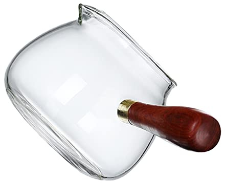 PRETYZOOM Glass Teapot Wooden Side Handle High-Transparency Heat-Resistant Tea Dispenser Fairness Cup for Tea Sake Water (350ml)