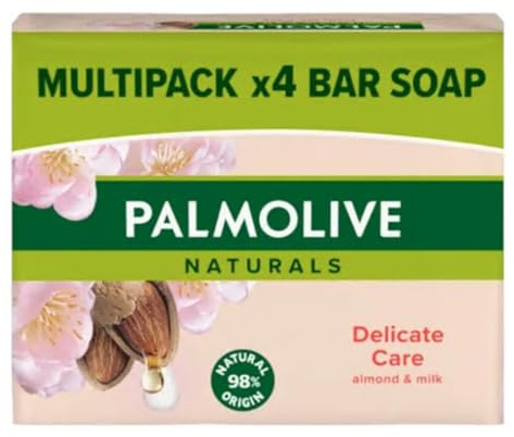 Luxury Almond Milk Soap Bar - Naturals Delicate Care for Sensitive Skin - Vegan, Moisturizing, Nourishing and Gentle Body, Hand and Face Cleansing 4x90g Bars