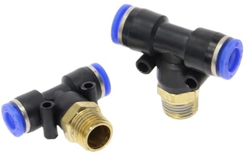 PB Air Connector Fitting T Shape Tee 4mm to 12mm Hose Pipe to 1/8 1/4 M5 3/8 1/2 BSP Male Thread Pneumatic Coupler (Color : 8mm OD Hose, Size : 1/2 inch)