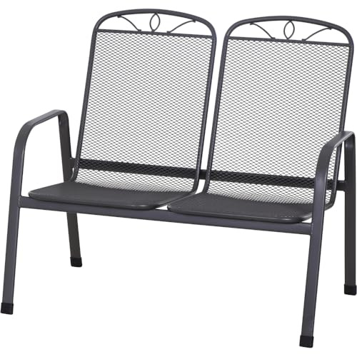 möbelando Gartenbank >Elda< in matt-anthrazit - 107,5x94x65 (BxHxT)
