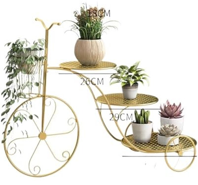 Blumenständer Blumenregal Blumenbank Metall-Pflanzenständer In Fahrradform, Mehrere Pflanzenständer, Blumenregal-Display Pflanzenständer Blumentreppe Pflanzenregal ( Color : Gold , Size : 96*70cm )