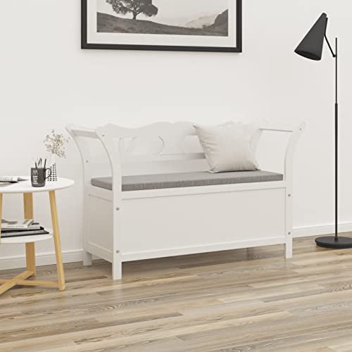 Homgoday Sitzbank Weiß 107 x 45 x 75,5 cm Massivholz Fichte, Gartenbank, Bank für Balkon, Garten, Terrasse Dekor für Möbel