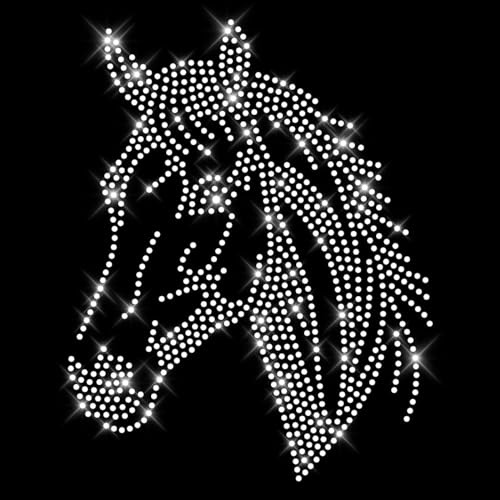 Glitzerdeals Bügelbilder Karneval Strass Pferdekopf kristall Pferd Aufbügler für Textilien Pferd Bügelmotiv Pferdekopf Strass Bügelbild Pferd