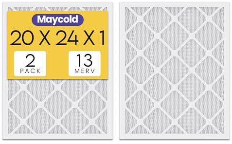 Maycold MERV 13 20 x 24 x 1 Luftfilter (2er-Pack), hocheffizienter plissierter AC- und Ofenfilter, tatsächliche Größe: 50 x 60,2 x 1,9 cm, einzeln in Kunststoff verpackt