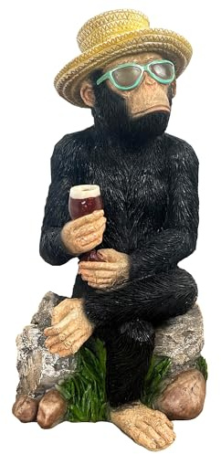 Alfie Francis 30cm (Tall) Holiday Monkey on Rocks Figurine Large Statue Ornament for Living Room Bar Pub Home Decor