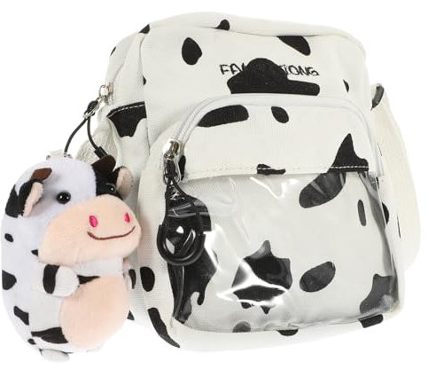 LIFKOME 2stücke Cow Pattern Umhängetasche Canvas Mit Für Mädchen Leichte Und Langlebige Tasche Für Alltag Und