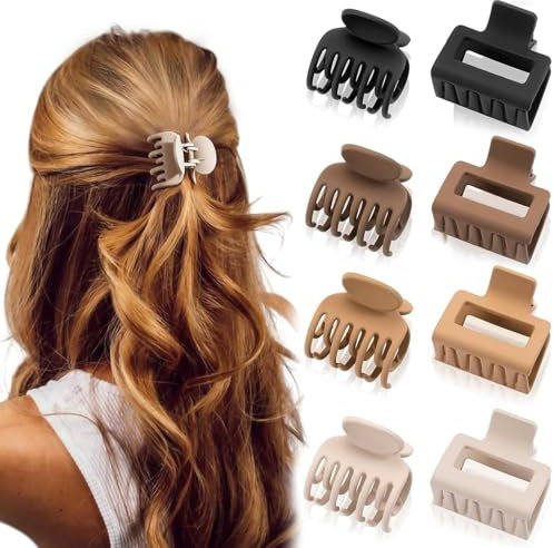 Aucuu Haarklammer Klein 8 Stück, Klauen Haarspangen, Mittelgroße Claw Clip, Small Hair Clip, Rutschfeste Haarspange, Haarspangen Damen für Dünnes Dickes Haar, Haarstyling-Zubehör für Frauen Mädchen