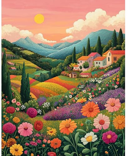 DAERLE Pintar por Numeros Adultos, Montañas de colores, DIY Pintura por Numeros Cuadros para Pintar por Numeros Kit con Pinceles y Pinturas Acrilicos, decoración para el hogar 30x40cm Sin Marco