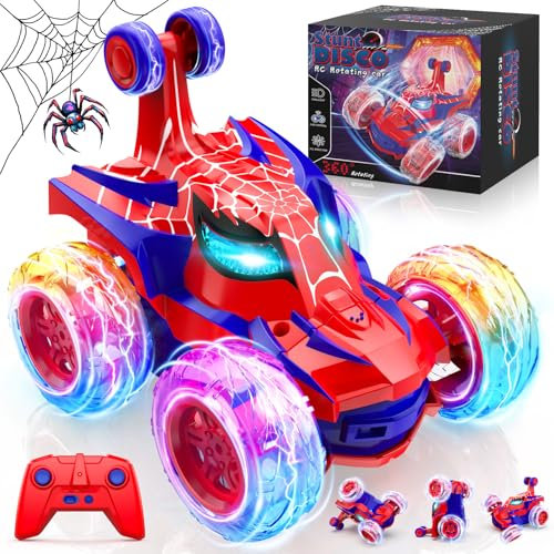 Macchina Telecomandata per Bambini, Giochi Spider Monster Truck Radiocomandata con Luci Auto RC, 360°Rotazione Giocattolo Macchine Regalos Bambino 3 4 5 6 7 8 9 Anni Maschio Bambina Compleanno Natale