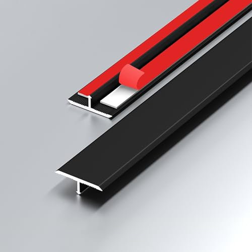 Raouoae T-Form-Schwellenleiste 90 cm* 3 Stück Türschwellenleisten Aus Metall Für Teppich Fliesen Und Holzfußböden Bodenübergangsleisten Für Nahtlose Übergänge(Black,Width: 20 mm)