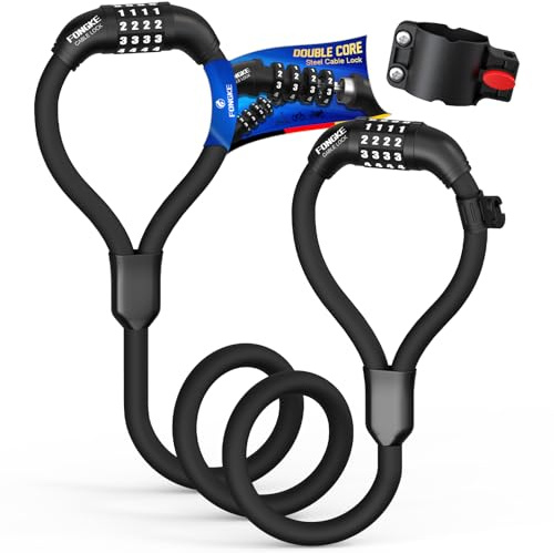 Antivol Trotinette Electrique, Cadenas Trotinette Electrique avec Support, Antivol Velo Deux Code à 4 Chiffres, 105cm/12mm Serrure de Câble, Câble Antivol pour Scooter, Vélos, Motos, Poussette