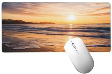 Sonnenuntergang Mauspad XXL 1000 x 500 mm, Gaming Mauspad Strand Mausepad mit Genähten Kanten, Rutschfeste Gummibasis Schreibtischunterlage, Mouse Pad Verbessert Präzision und Geschwindigkeit H-463