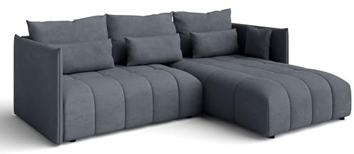 AXLIVING Dunkelgrau Ecksofa mit Schlaffunktion Bettkasten Cosmova 245