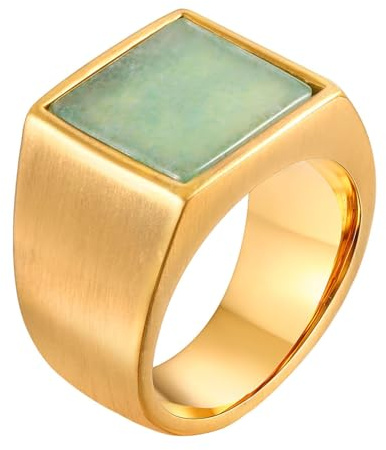 Calefee Männer Ringe Schlicht Ehering, Männer Ringe Edelstahl Verlobungsring Siegelring Breit 13,6 mm mit Stein, gr. 47 bis 72