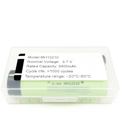 3.7V Batterie rechargeable, 3400mAh MH12210 Piles rechargeables pour lampe de poche Chargeur portable Outils électriques(2 pieces)