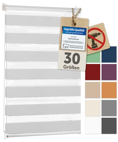 Blumtal Doppelrollo Klemmfix ohne Bohren 80x210 cm - individuell einstellbare Rollos für Fenster ohne Bohren - Fenster Rollos für Innen - leicht installierbare Jalousie Fensterrollo in Weiß