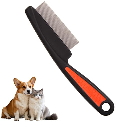 KINDOYO 1 Loppkam för katter hundar - Loppkam för att ta bort loppor Hund Katt Loppkam vårdkam för att ta bort loppor fästingar tårfläckar mjäll för långt hår, hundar och katter 18CM