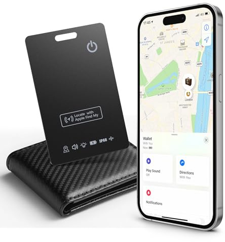LOXP Wallet Tracker Card – Works with Apple Find My [Apple MFi Certified, iOS Only], Slim 1.65mm Bluetooth Item Finder, IP68 Waterproof, Wireless Rechargeable GPS Locator for Wallet, Keys & Luggage