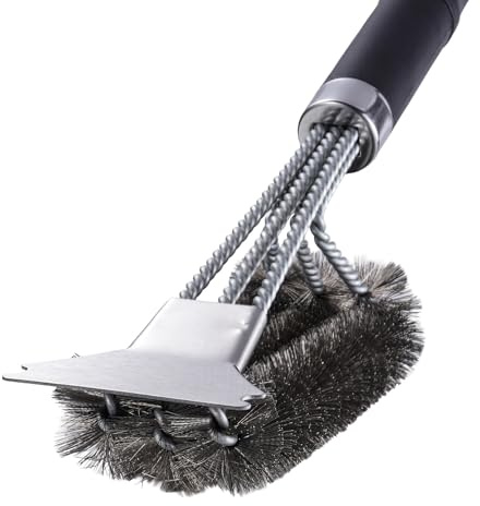LAUDLIFE Heavy Duty Gas Grill & Griddle Brush, Detachable Handle, 2 Replaceable Heads, Bristle-Free Cleaning for Cast Iron & Stainless Steel