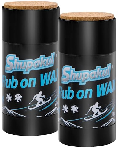 Shupakul 2 Pcs 70g Rub on Snowboard Wax, Portable Quick Ski Wax with Cork Applicator, Universal Ski Snowboard Waxing Accessories for Outdoor Snowboard Base Protection