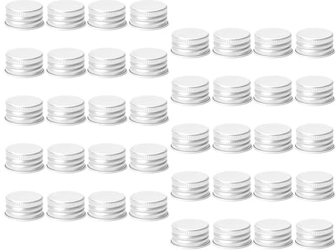 ELAYARD 60 Pièces Bouchons Filetés Aluminium pour Bouteilles Verre Bouchons à Vis Étanches de Remplacement pour Flacons Lotion Couvercles Réutilisables Anti-fuites pour Stockage Cosmétique