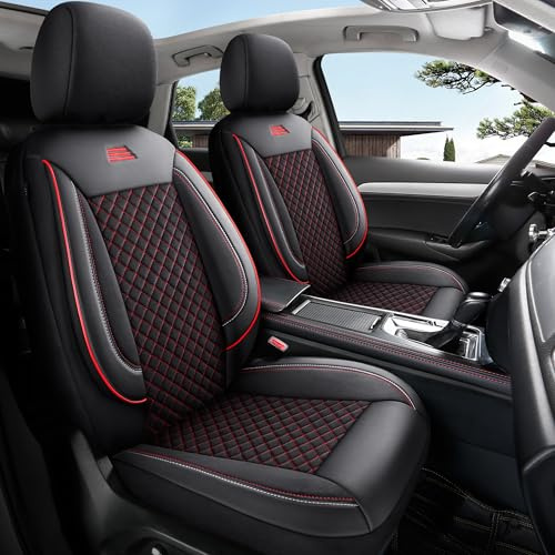 Auto Interieur Meester Autositzbezüge kompatibel mit Volkswagen Golf 4 1997-2006 | 2er-Set | AIS Serie | AIS101 | Schwarz mit roten Nähten