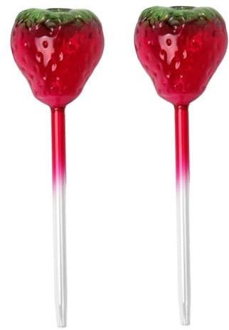 FUTUREORYY Lot de 2 Globes d'Arrosage Automatique en Verre Forme Fraise Système d'Arrosage pour Plantes d'Intérieur et Extérieur Inserts pour Pots Hydratation Continue sans Effort