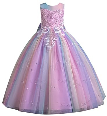 Kinder Pailletten Blumenmädchen Kleid Hochzeit Brautjungfer Festzug Party Formale Langes