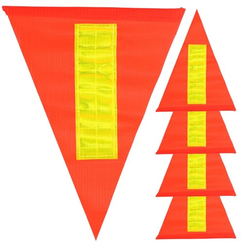 HOUDERCO Bandera Reflectante de Advertencia para Bicicleta Infantil y Adultos, Triangular PVC 5 Piezas 21,5x28,5x28,5 Cm, Apta para Barra de 6 Mm, Accesorio de Seguridad para Ciclismo
