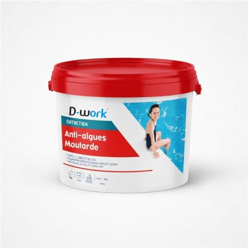 D-Work Antialgas Mostaza Piscina 1,6 kg. Tratamiento de agua eficaz elimina algas obstinadas