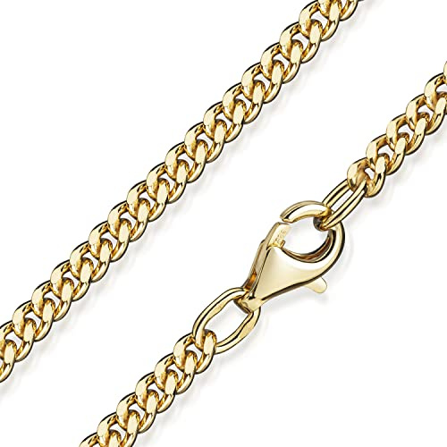 Goldkette 2,7mm Panzerkette Silber 925 vergoldet für Herren und Damen K70 | flache Halskette Sterlingsilber mit hochwertiger Vergoldung in Schmuck Box von MATERIA by Matthias Wagner