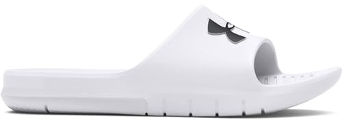 Under Armour Men's Core Path Slides, Fast-Drying and Comfortable Men's Slides, Long-Lasting Shower Sandals for Locker Rooms and Poolside,White / White / Black,7