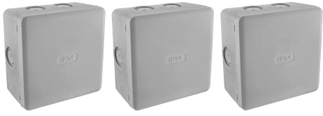 DEBFLEX 718814-Scatola elettrica Esterna-Set di 3 scatole di derivazione IP54 115 x 115 cm, Grigio, 115 mm x 115 mm