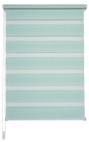 JalousieCrew Klemmfix Doppelrollo Farbe Pastell grün - Breite 45 bis 120 cm, Länge 160 cm und 210 cm - Duo - Rollo ohne zu Bohren (120 x 160 cm)