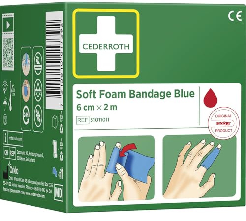 CEDERROTH Rouleau de bandage en mousse souple - Couleur : bleu - Longueur : 200 cm - Largeur : 6 cm