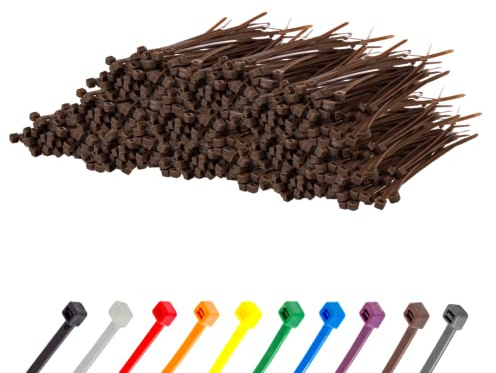 Gocableties Kabelbinder Braun 1000 Stück 150 x 3,6 mm UV-beständig | 18,2 kg Zugfestigkeit, kleine Größe, dünn, UV-beständig