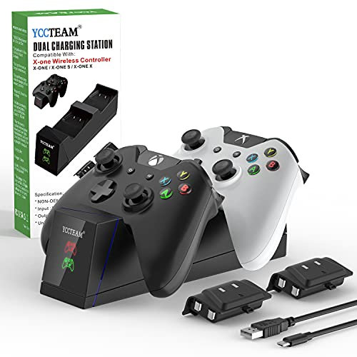 X-box Controller Charger, 2pcs 1200mAh Rechargeable Battery Pack and charging station for X-box One S/One X/ Elite Controller(Not compatibility with Series X/S)
